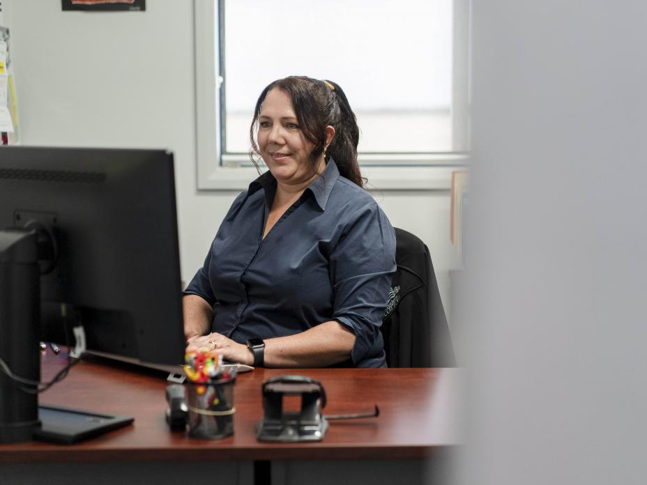 Female at computer