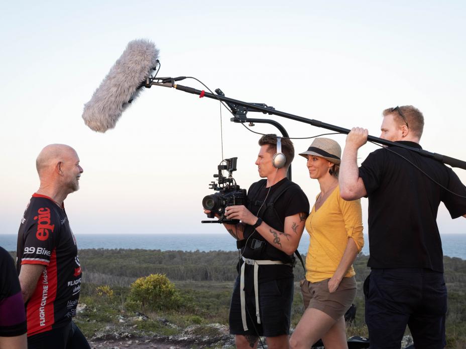 Camera crew at the beach