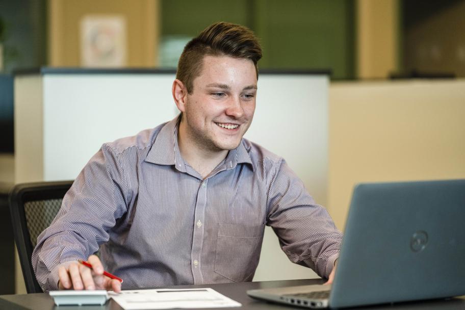 Engineer at computer